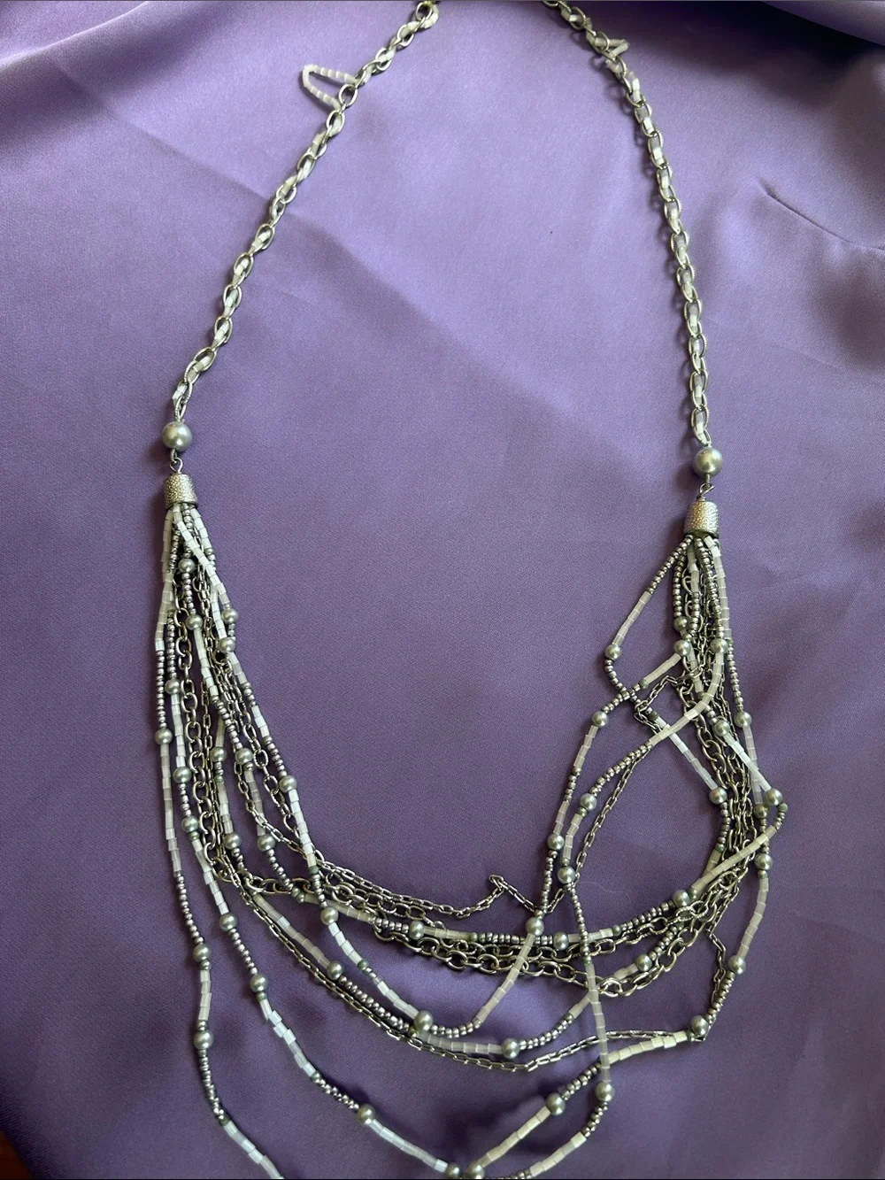 Layered Silver-Tone Multi Strand Necklace